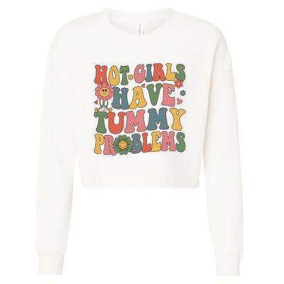 Hot Girl Have Tummy Problems Cropped Pullover Crew