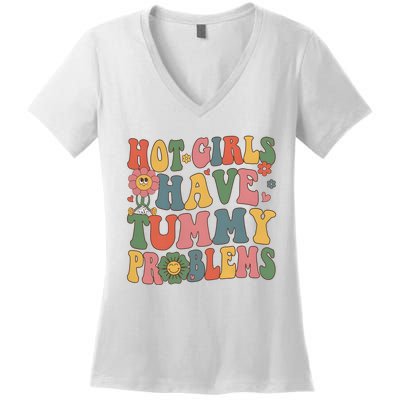 Hot Girl Have Tummy Problems Women's V-Neck T-Shirt