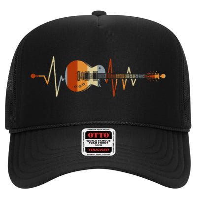 Heartbeat Guitar High Crown Mesh Back Trucker Hat