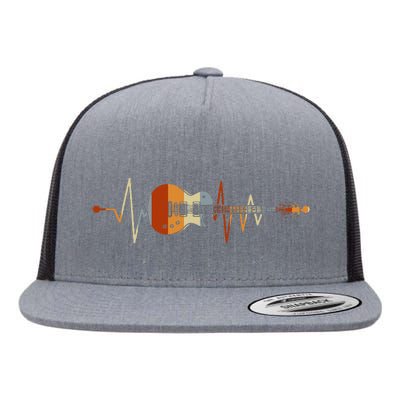 Heartbeat Guitar Flat Bill Trucker Hat