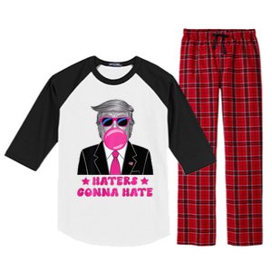 Haters Gonna Hate Funny Sunglasses Trump Bubble Gum 2024 Raglan Sleeve Pajama Set