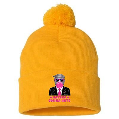 Haters Gonna Hate Funny Sunglasses Trump Bubble Gum 2024 Pom Pom 12in Knit Beanie