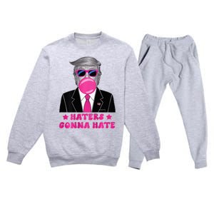 Haters Gonna Hate Funny Sunglasses Trump Bubble Gum 2024 Premium Crewneck Sweatsuit Set