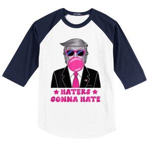 Haters Gonna Hate Funny Sunglasses Trump Bubble Gum 2024 Baseball Sleeve Shirt