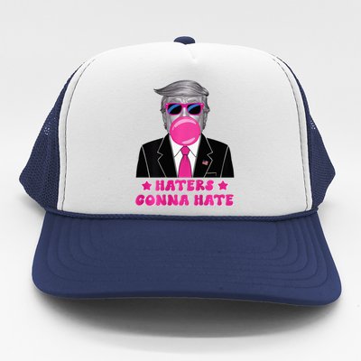 Haters Gonna Hate Funny Sunglasses Trump Bubble Gum 2024 Trucker Hat