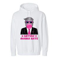 Haters Gonna Hate Funny Sunglasses Trump Bubble Gum 2024 Garment-Dyed Fleece Hoodie