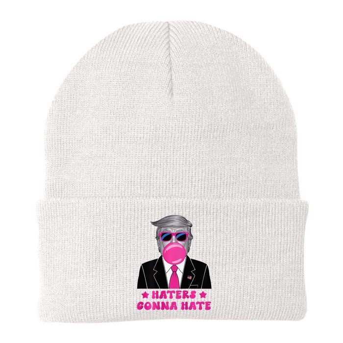 Haters Gonna Hate Funny Sunglasses Trump Bubble Gum 2024 Knit Cap Winter Beanie