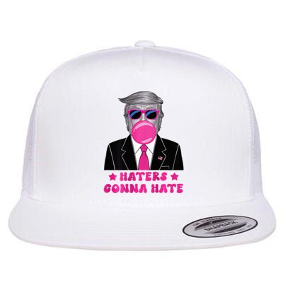 Haters Gonna Hate Funny Sunglasses Trump Bubble Gum 2024 Flat Bill Trucker Hat