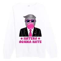 Haters Gonna Hate Funny Sunglasses Trump Bubble Gum 2024 Premium Crewneck Sweatshirt