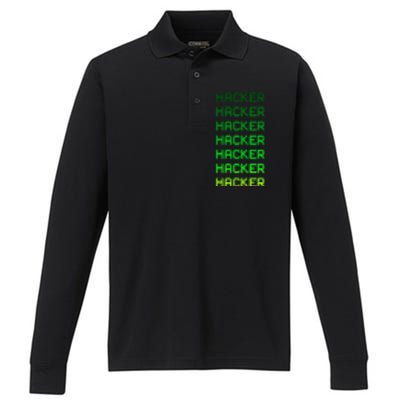 Hacker Green Performance Long Sleeve Polo