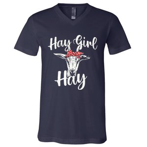 Hay Girl Hay Goat Whisperer Farm Animal Rancher Farmer V-Neck T-Shirt