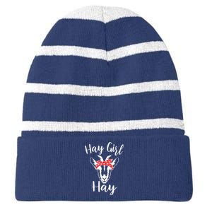 Hay Girl Hay Funny Goat Lover For Girl Striped Beanie with Solid Band