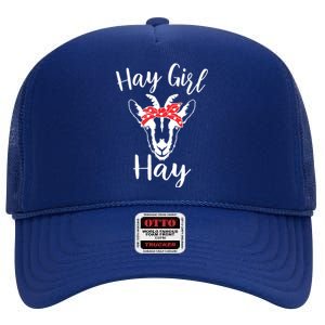 Hay Girl Hay Funny Goat Lover For Girl High Crown Mesh Back Trucker Hat