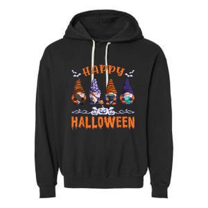 Halloween Gnomes Happy Halloween Garment-Dyed Fleece Hoodie