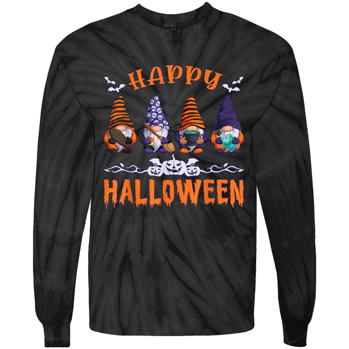 Halloween Gnomes Happy Halloween Tie-Dye Long Sleeve Shirt