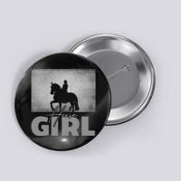 Horse Girl Horseback Riding Button