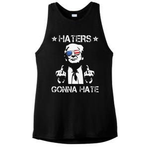 Haters Gonna Hate Middle Finger Funny Trump 2024 President Ladies PosiCharge Tri-Blend Wicking Tank