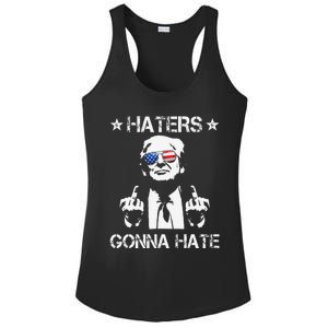 Haters Gonna Hate Middle Finger Funny Trump 2024 President Ladies PosiCharge Competitor Racerback Tank