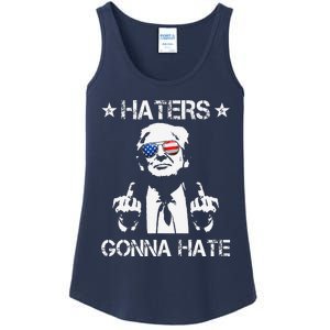 Haters Gonna Hate Middle Finger Funny Trump 2024 President Ladies Essential Tank