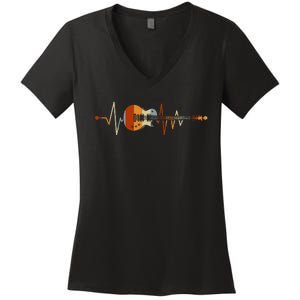 Heartbeat Guitar Women's V-Neck T-Shirt