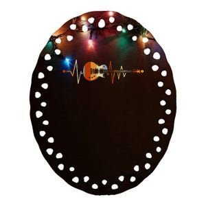 Heartbeat Guitar Ceramic Oval Ornament