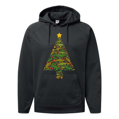 Hilarious Gator Holiday Festive Reptile Xmas Performance Fleece Hoodie