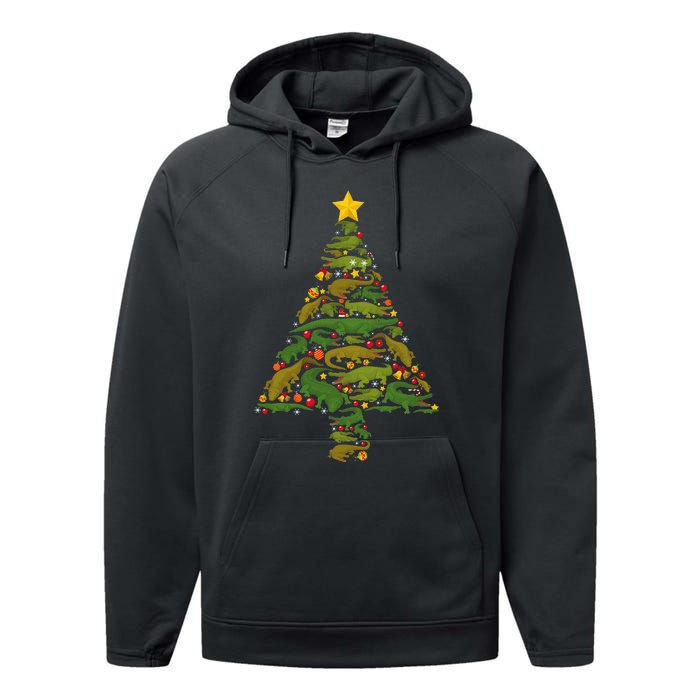 Hilarious Gator Holiday Festive Reptile Xmas Performance Fleece Hoodie