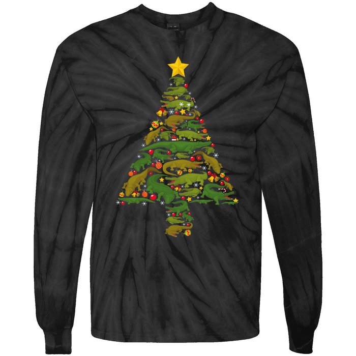 Hilarious Gator Holiday Festive Reptile Xmas Tie-Dye Long Sleeve Shirt