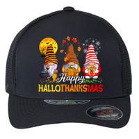 Hallothanksmas Gnomes Halloween Thanksgiving Merry Christmas Flexfit Unipanel Trucker Cap