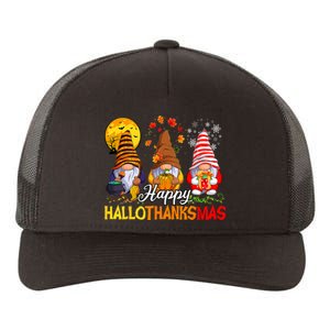 Hallothanksmas Gnomes Halloween Thanksgiving Merry Christmas Yupoong Adult 5-Panel Trucker Hat