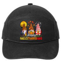 Hallothanksmas Gnomes Halloween Thanksgiving Merry Christmas 7-Panel Snapback Hat