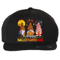 Hallothanksmas Gnomes Halloween Thanksgiving Merry Christmas Wool Snapback Cap