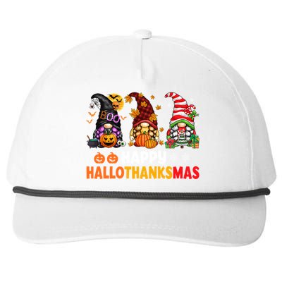 Halloween Gnomes Happy Hallothanksmas Thanksgiving Christmas Cool Gift Snapback Five-Panel Rope Hat