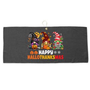 Halloween Gnomes Happy Hallothanksmas Thanksgiving Christmas Cool Gift Large Microfiber Waffle Golf Towel