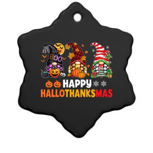 Halloween Gnomes Happy Hallothanksmas Thanksgiving Christmas Cool Gift Ceramic Star Ornament