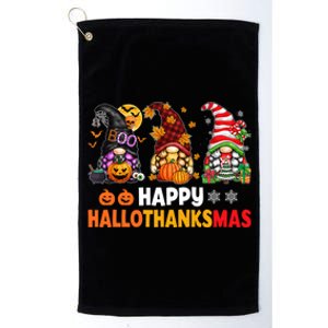 Halloween Gnomes Happy Hallothanksmas Thanksgiving Christmas Cool Gift Platinum Collection Golf Towel