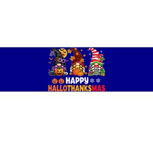 Halloween Gnomes Happy Hallothanksmas Thanksgiving Christmas Cool Gift Bumper Sticker