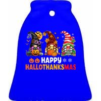 Halloween Gnomes Happy Hallothanksmas Thanksgiving Christmas Cool Gift Ceramic Bell Ornament