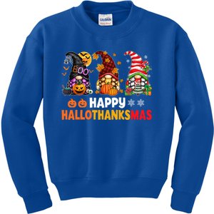 Halloween Gnomes Happy Hallothanksmas Thanksgiving Christmas Cool Gift Kids Sweatshirt