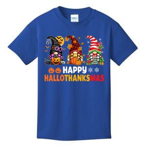 Halloween Gnomes Happy Hallothanksmas Thanksgiving Christmas Cool Gift Kids T-Shirt