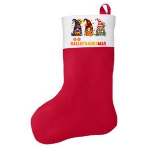 Halloween Gnomes Happy Hallothanksmas Thanksgiving Christmas Cool Gift Felt Holiday Christmas Stocking