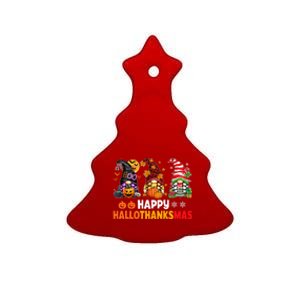 Halloween Gnomes Happy Hallothanksmas Thanksgiving Christmas Cool Gift Ceramic Tree Ornament