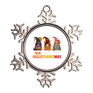 Halloween Gnomes Happy Hallothanksmas Thanksgiving Christmas Cool Gift Metallic Star Ornament