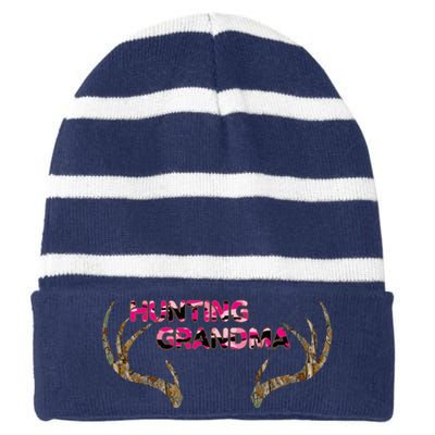 Hunting Grandma Striped Beanie with Solid Band