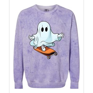 Hippie Ghost Halloween Skateboarder Skateboarding Costume Gift Colorblast Crewneck Sweatshirt