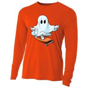 Hippie Ghost Halloween Skateboarder Skateboarding Costume Gift Cooling Performance Long Sleeve Crew