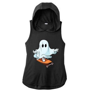 Hippie Ghost Halloween Skateboarder Skateboarding Costume Gift Ladies PosiCharge Tri-Blend Wicking Draft Hoodie Tank