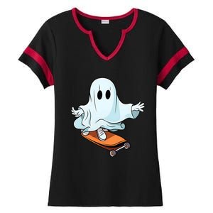 Hippie Ghost Halloween Skateboarder Skateboarding Costume Gift Ladies Halftime Notch Neck Tee