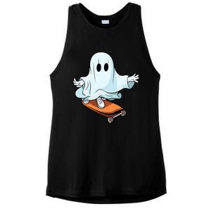 Hippie Ghost Halloween Skateboarder Skateboarding Costume Gift Ladies PosiCharge Tri-Blend Wicking Tank