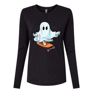 Hippie Ghost Halloween Skateboarder Skateboarding Costume Gift Womens Cotton Relaxed Long Sleeve T-Shirt